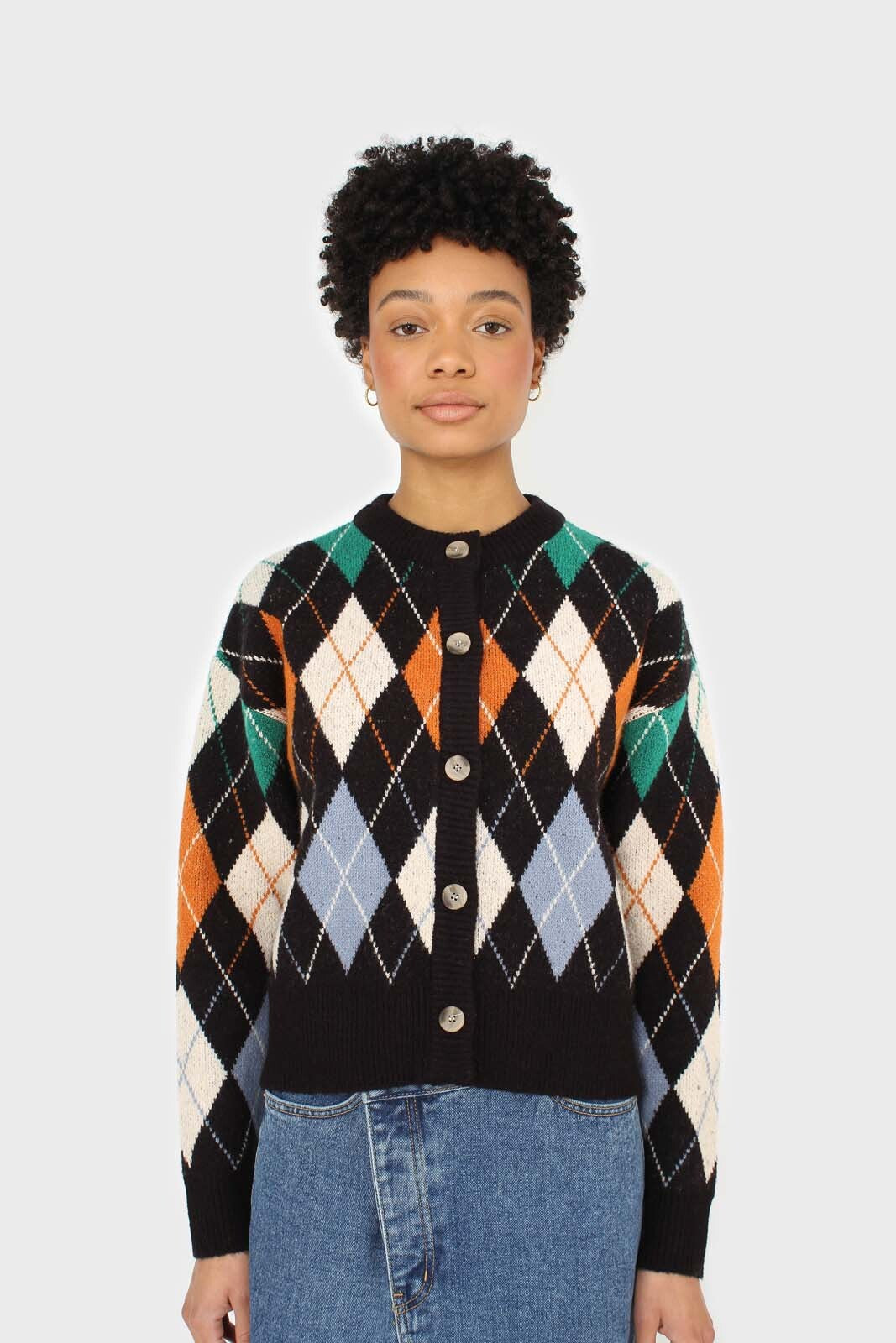 Black and orange argyle cardigan_6