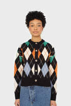 Black and orange argyle cardigan_6