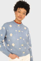 Blue and white dots cardigan_5