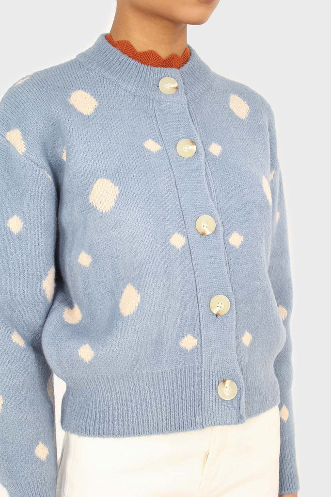 Blue and white dots cardigan_6