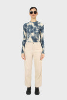 Teal tie dye print velvet cropped top_3