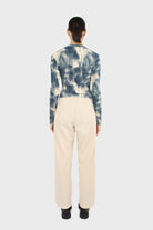 Teal tie dye print velvet cropped top_5