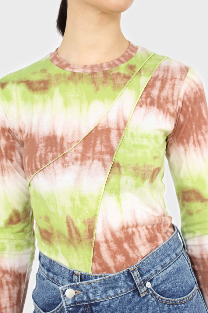 Green and brown tie dye cropped top_6