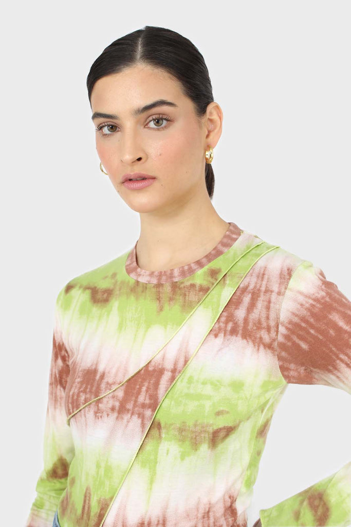 Green and brown tie dye cropped top_7