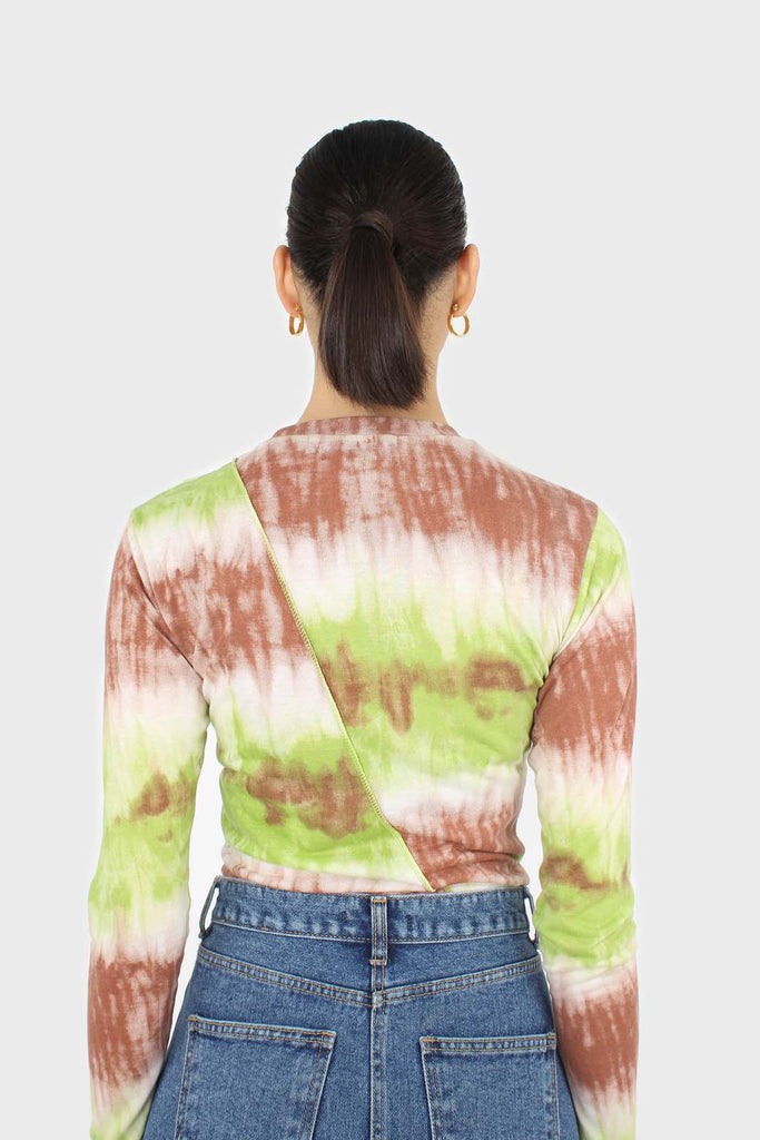 Green and brown tie dye cropped top_2