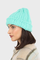 Mint large ribbed wool beanie hat_2