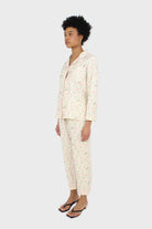 Ivory and pink floral pajama top and trousers set_2