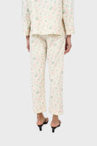 Ivory and pink floral pajama top and trousers set_5