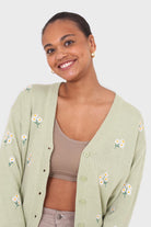 Green embroidered daisies cardigan_5