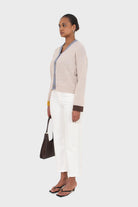 Oatmeal and blue contrast trim cardigan_4