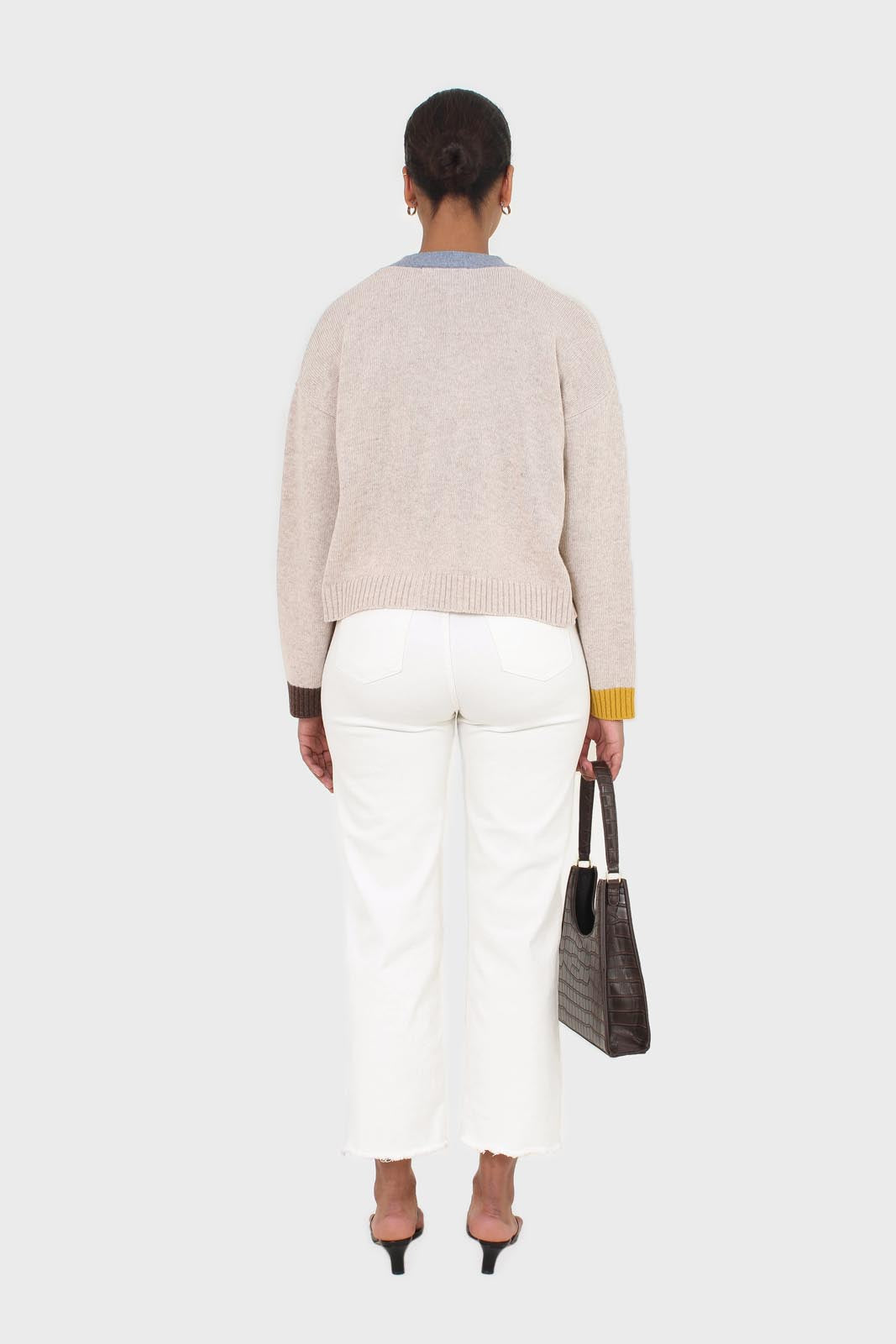 Oatmeal and blue contrast trim cardigan_5