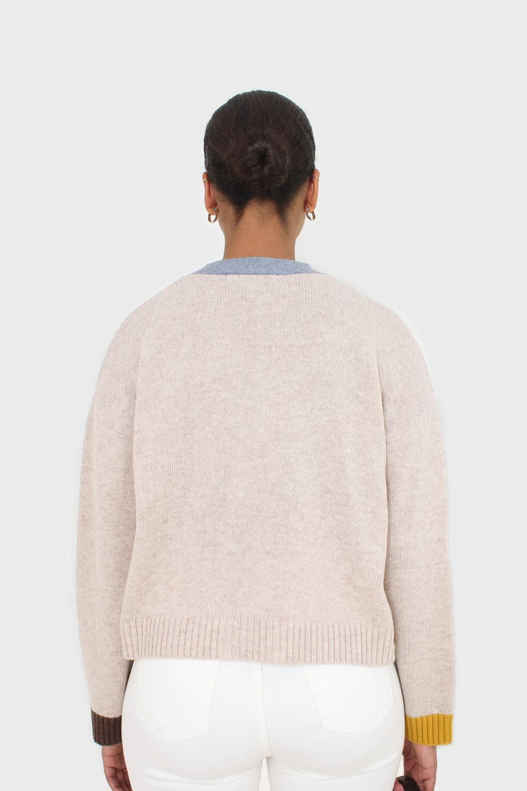 Oatmeal and blue contrast trim cardigan_2