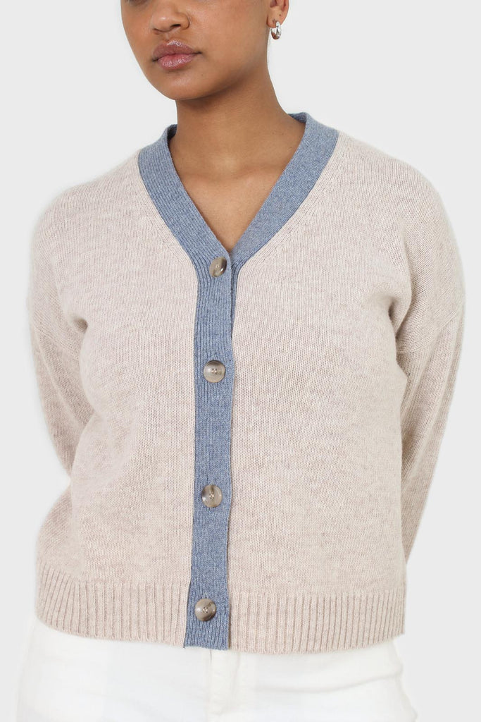 Oatmeal and blue contrast trim cardigan_7