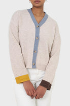 Oatmeal and blue contrast trim cardigan_8