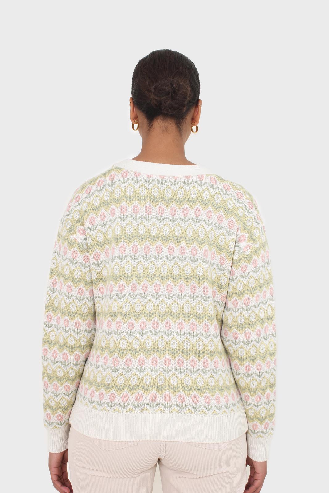 Ivory and lime tiny intarsia tulip cardigan_2