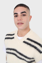 Ivory and black striped wool blend sweater vest_2