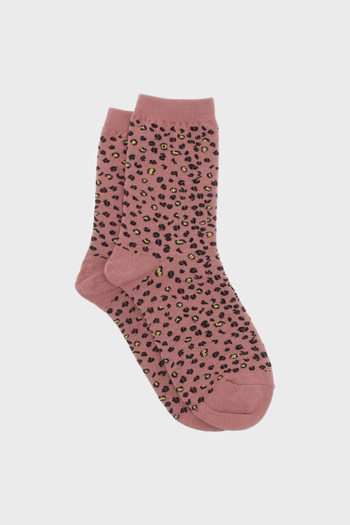Pink and black metallic leopard print socks_1