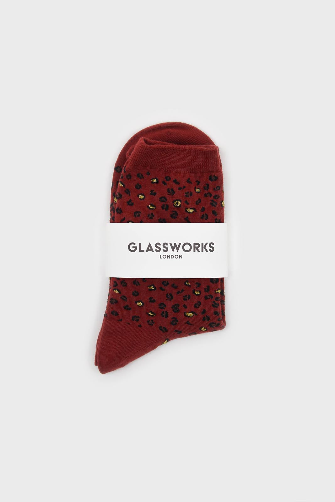 Red and black metallic leopard print socks_3