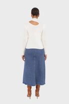 Ivory large cut out fitted knit turtleneck_3