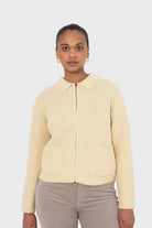 Pale yellow waffle zip up cardigan_4