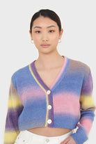 Rainbow thick striped cropped knit top_1