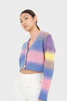 Rainbow thick striped cropped knit top_7