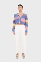 Rainbow thick striped cropped knit top_4