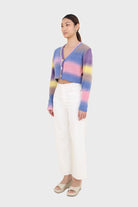 Rainbow thick striped cropped knit top_5