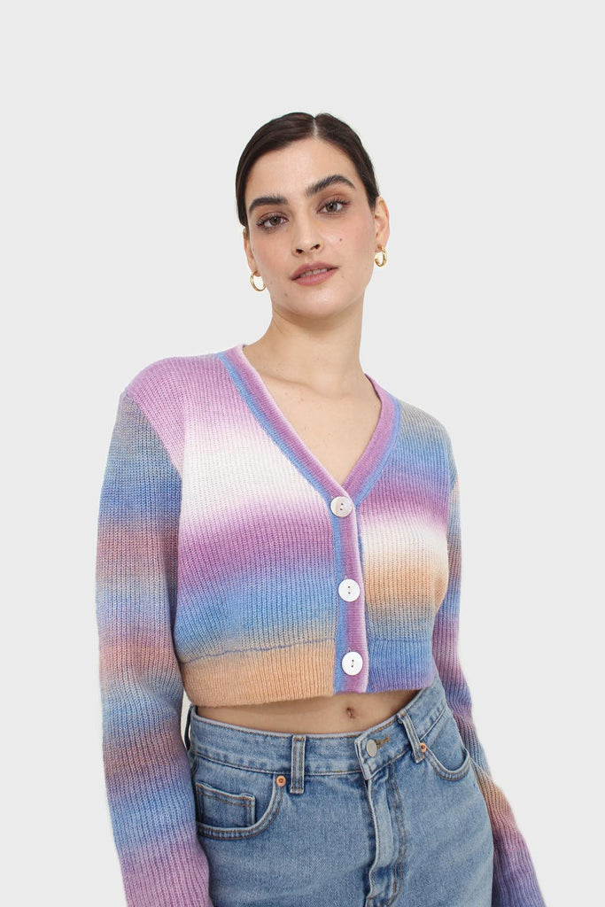 Purple thick striped cropped knit top_8