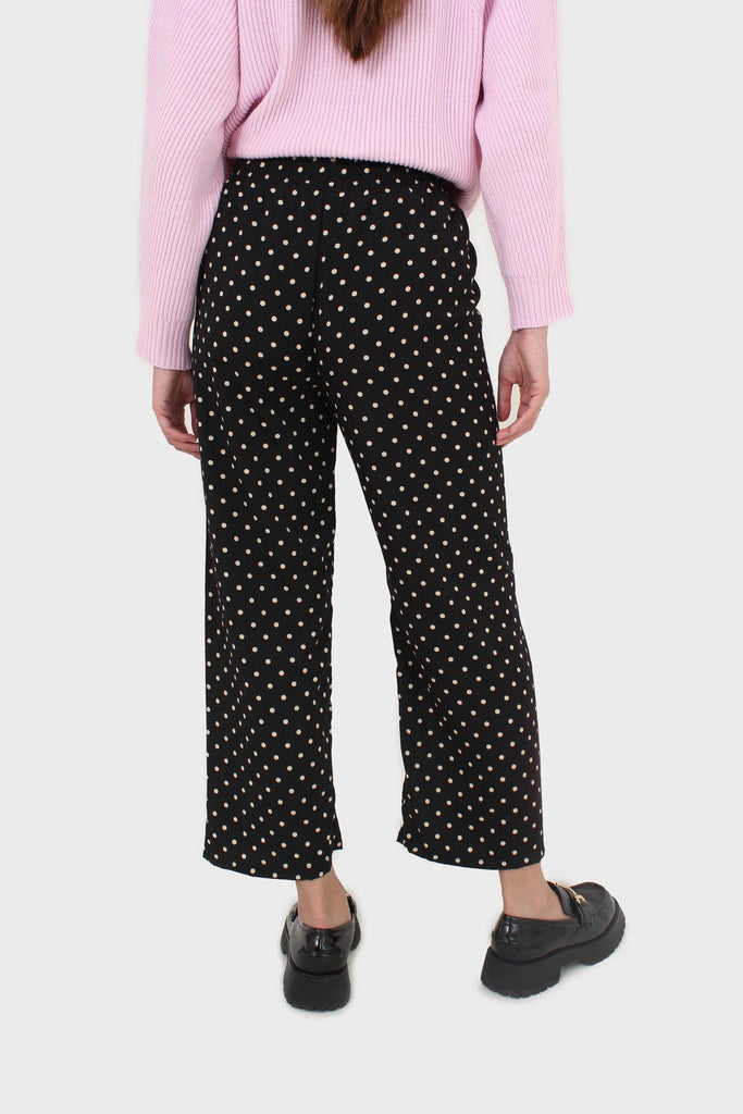 Black and white polka dot loose fit silky trousers_2