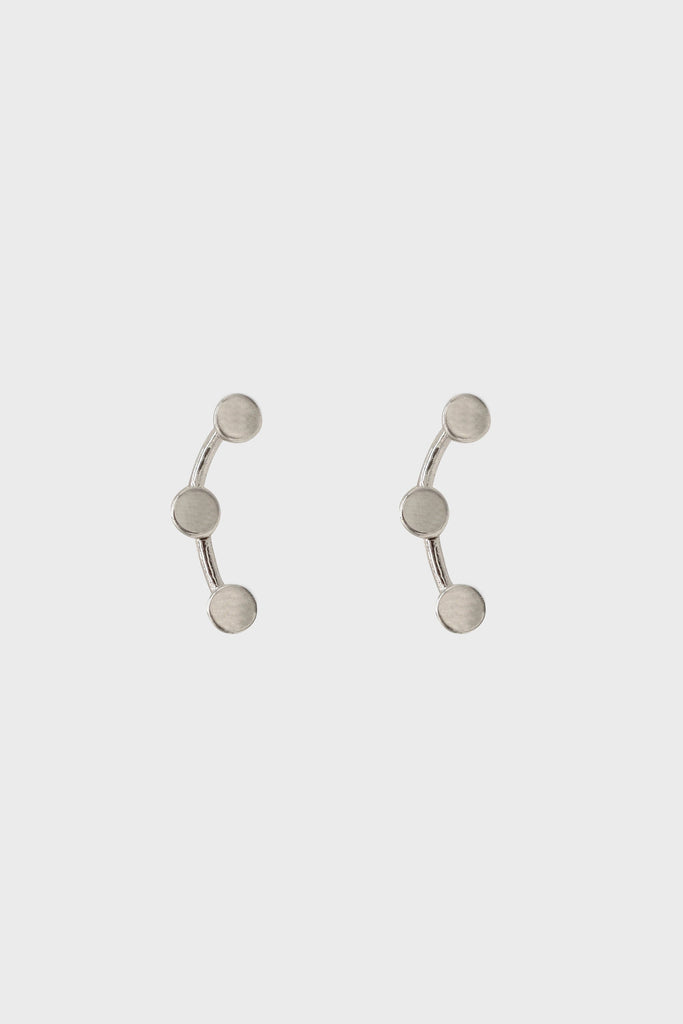 Silver connecting disk stud earrings_2