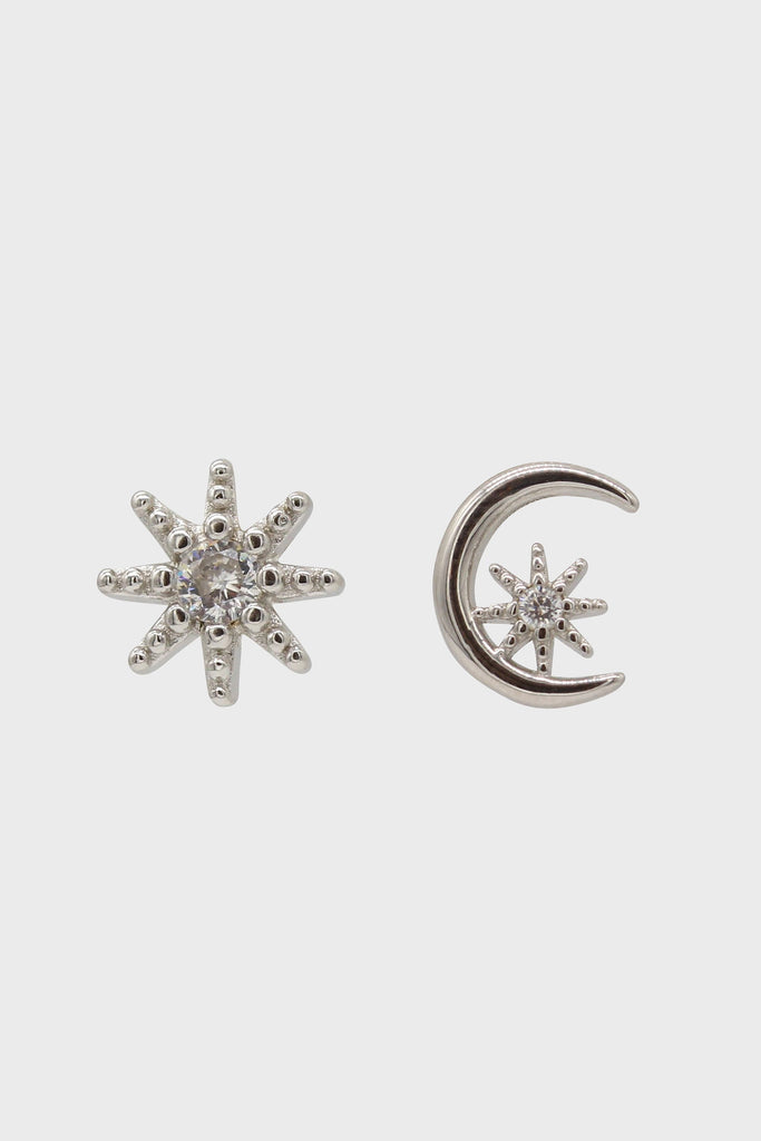 Silver moon and star diamante earrings_4