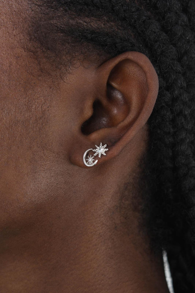 Silver moon and star diamante earrings_3