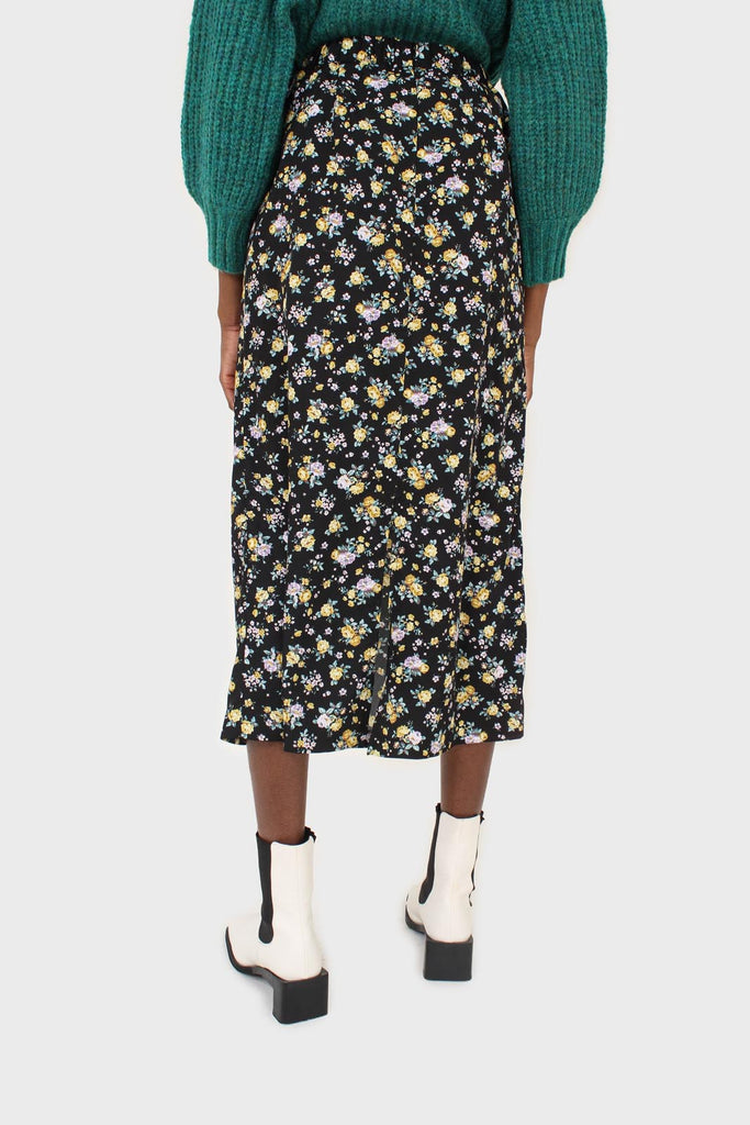 Black and mustard floral print skirt_2