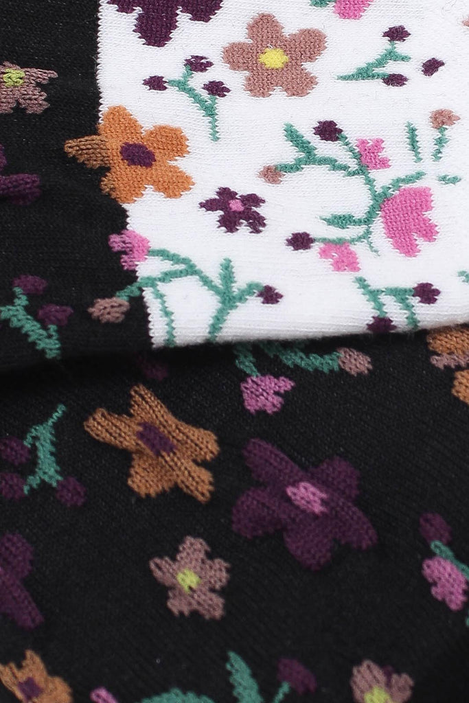 Black floral colourblock socks_2