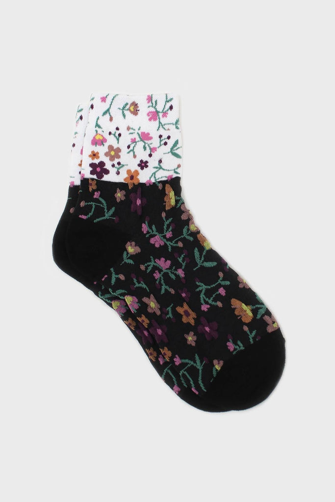 Black floral colourblock socks_1