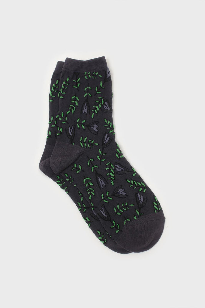 Charcoal botanical socks_1
