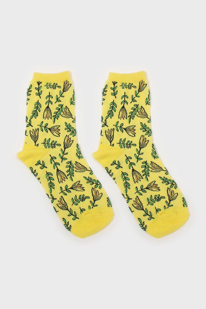 Yellow botanical socks_4