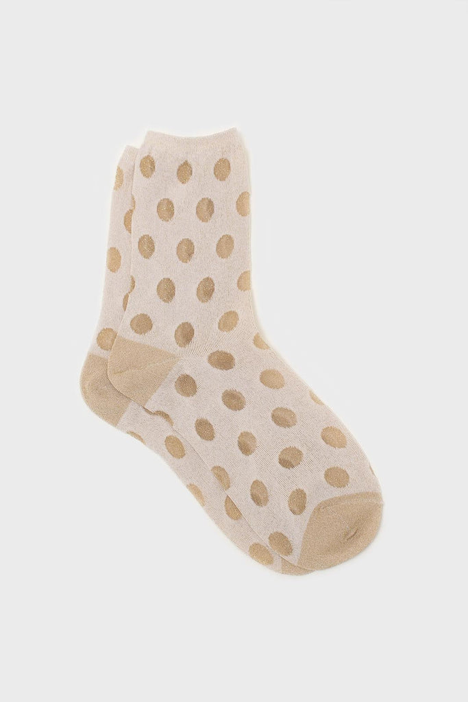 Gold metallic polka dots socks_1
