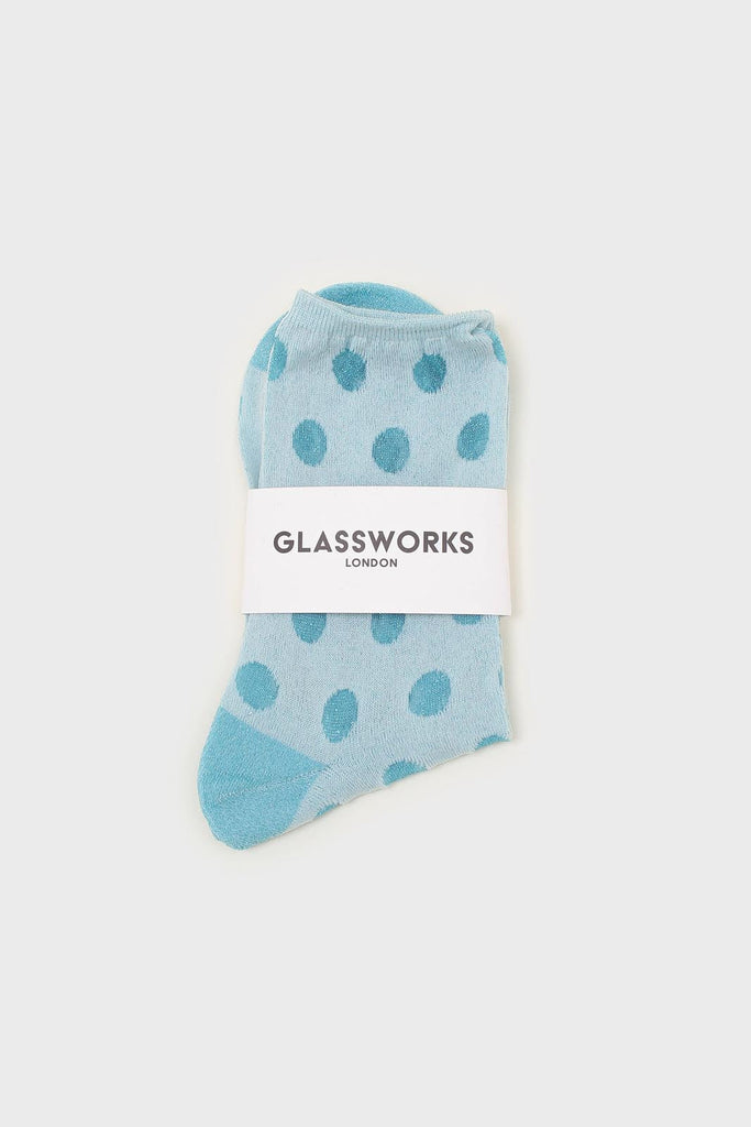 Blue metallic polka dots socks_3