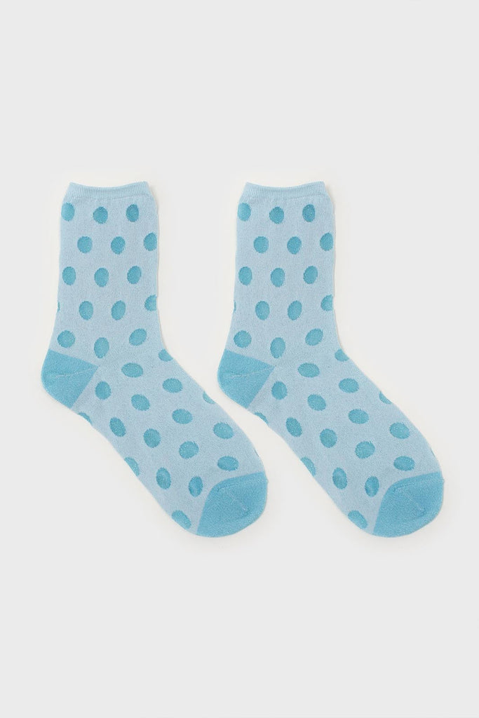 Blue metallic polka dots socks_4