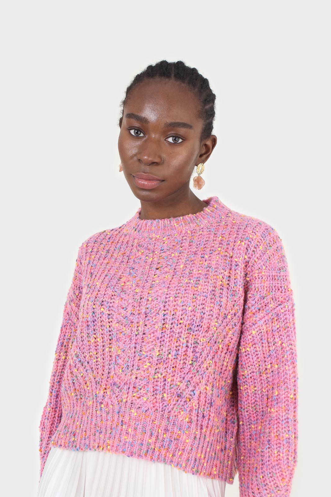 Pink rainbow fleck cropped jumper_7