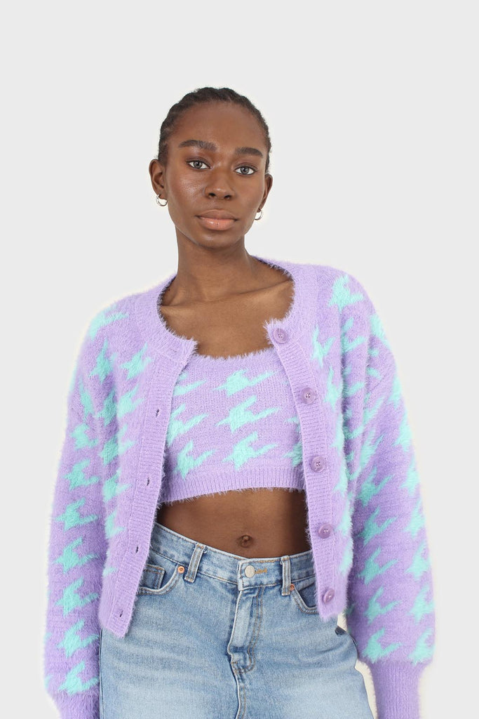 Violet and mint houndstooth fuzzy bralette_5