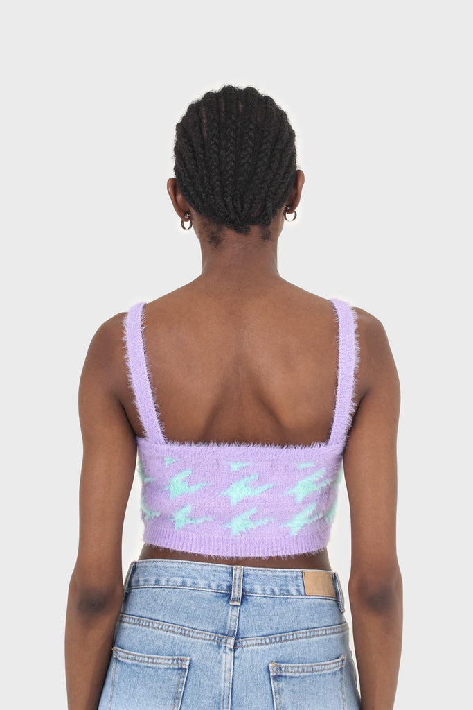 Violet and mint houndstooth fuzzy bralette_3