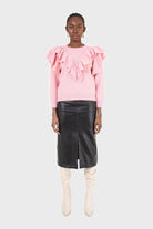Pink deep V ruffle trim jumper_2