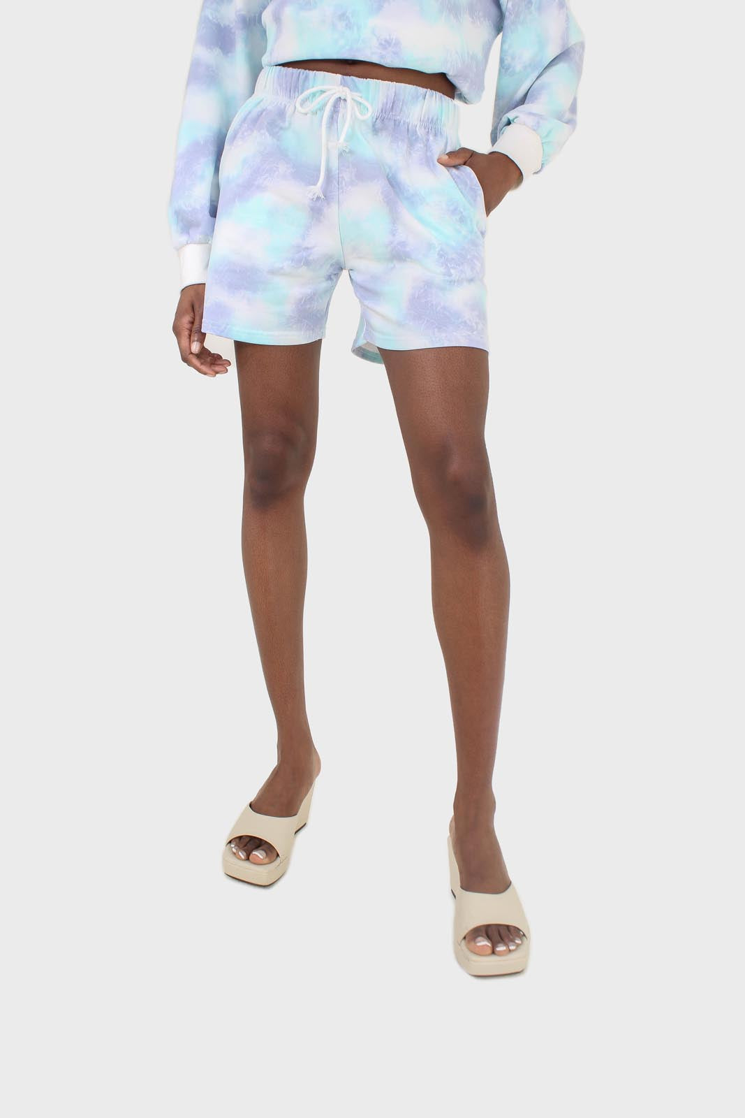 Blue and green tie dye shorts_1