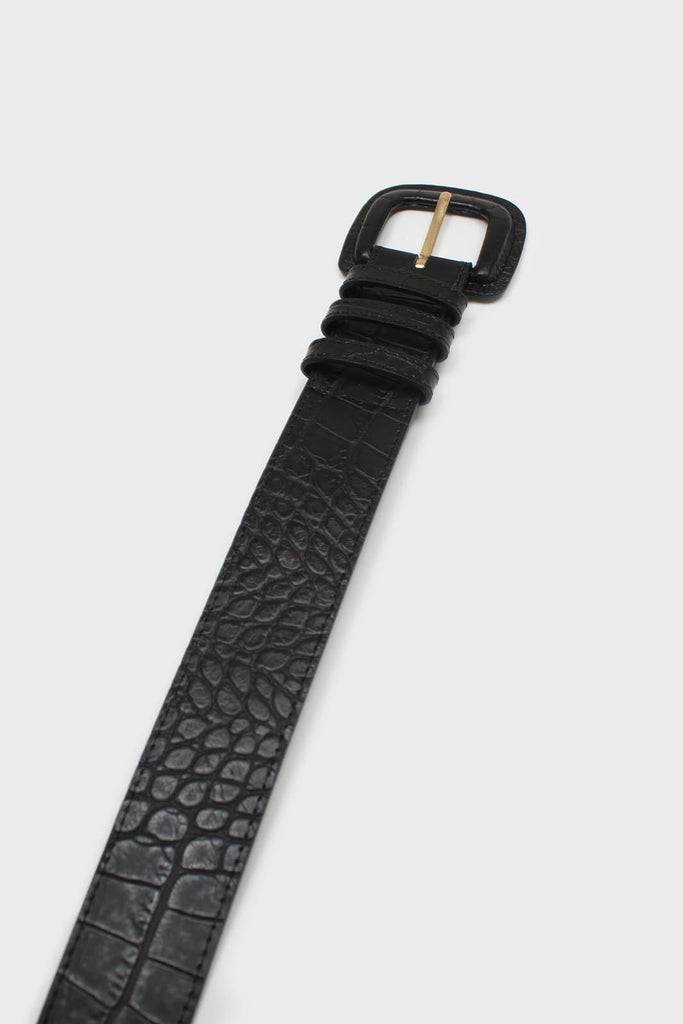 Black croc-effect genuine leather belt_3