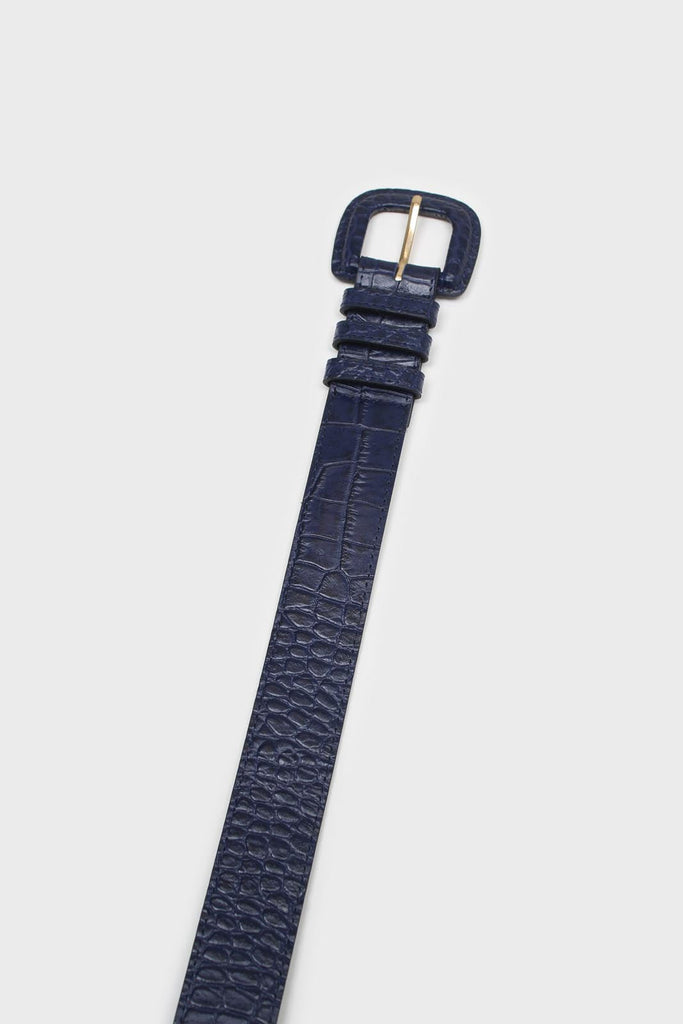 Cobalt croc-effect genuine leather belt_2