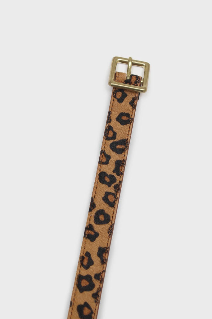 Beige leopard horsehair genuine leather thin belt_2
