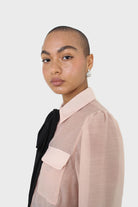 Pink and black pussy bow semi sheer blouse_4
